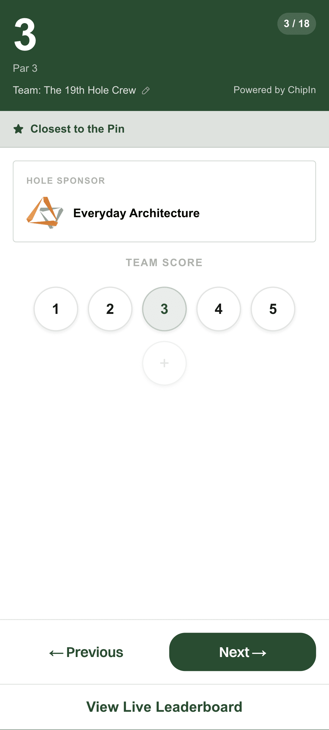 Hole-by-hole scoring on a phone