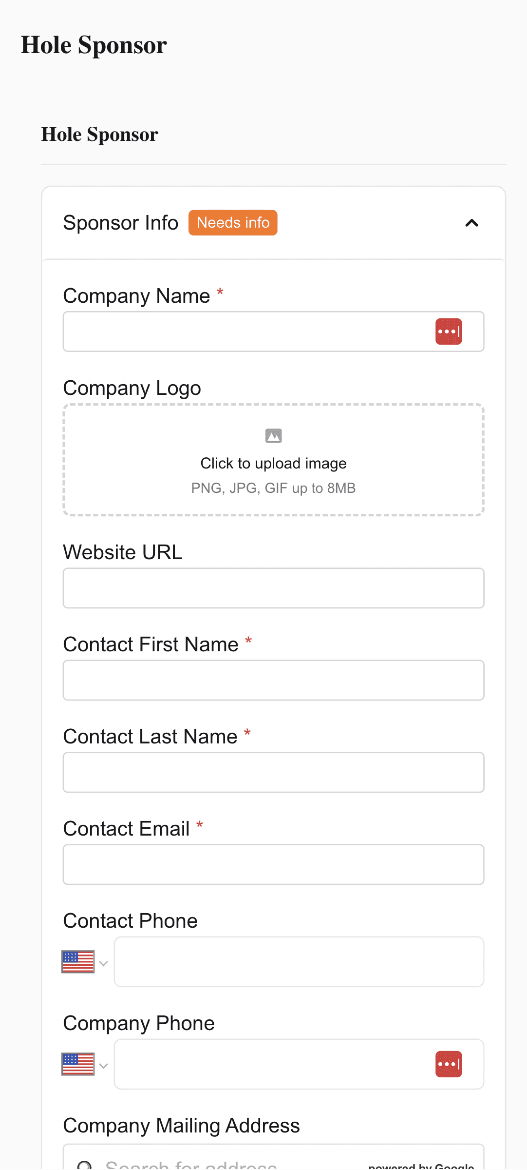 Sponsorship checkout with logo upload on a phone
